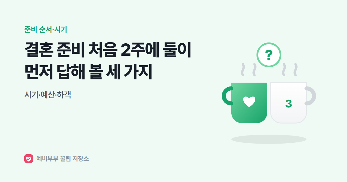 결혼 준비 처음 2주에 둘이 먼저 답해 볼 세 가지: 시기·예산·하객